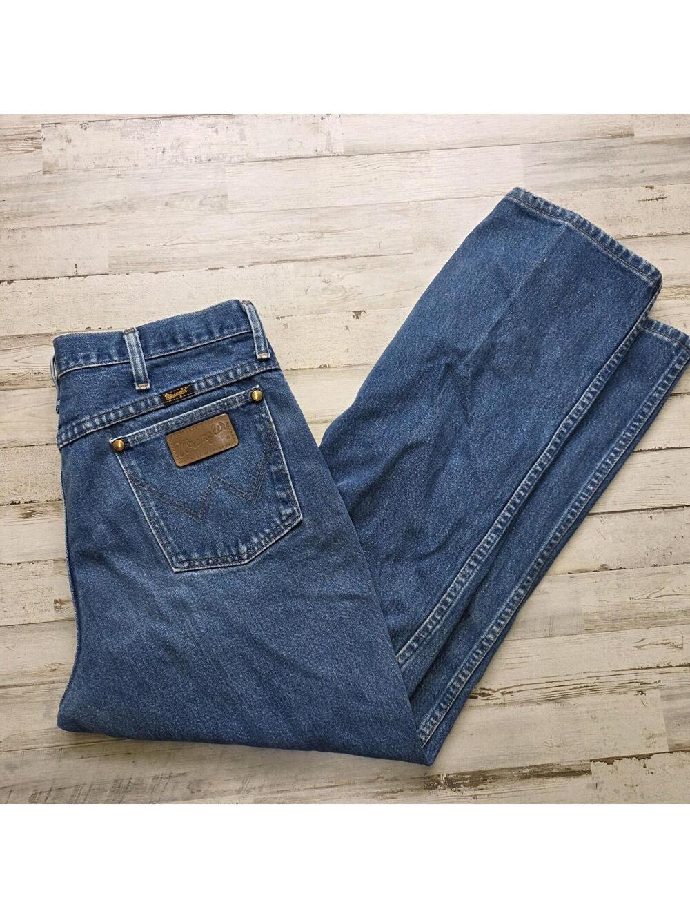VTG Wrangler Mens Jeans Fits 33x27 Blue Western Rodeo Denim Bootcut -  936PWD